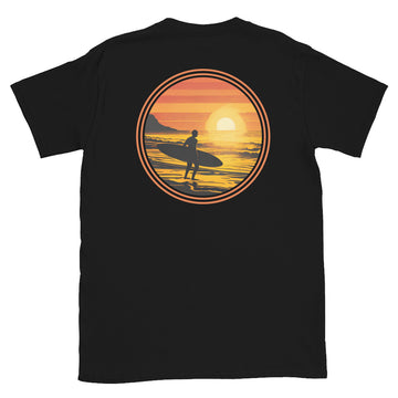 T-Shirt 100% Cotton - Orange Sunset With Surfer