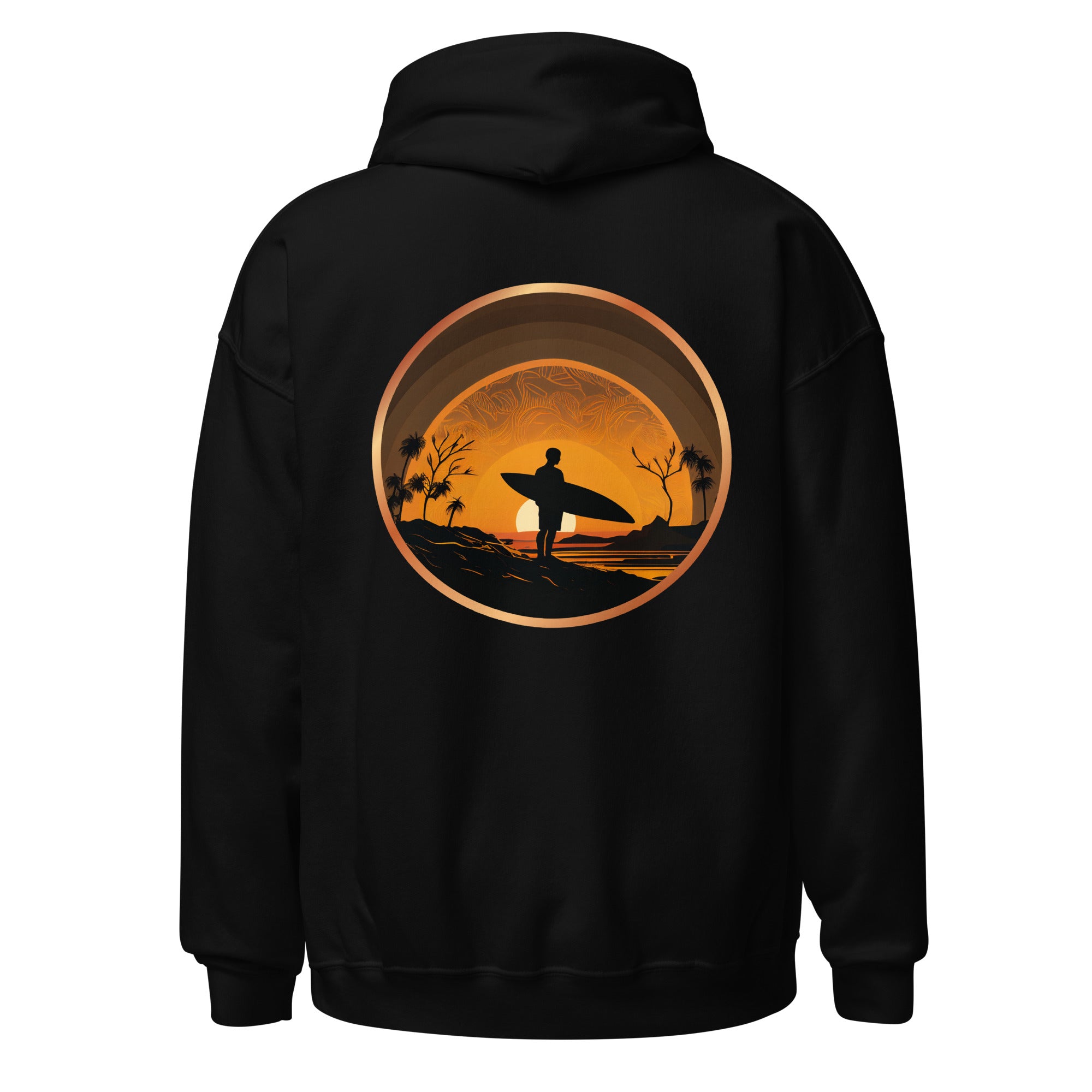 Hoodie - Surf Collection - Surfer with Orange Sky - Woman