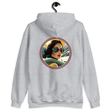 Hoodie - Pop Art Power - Woman in Mountain with Glasses