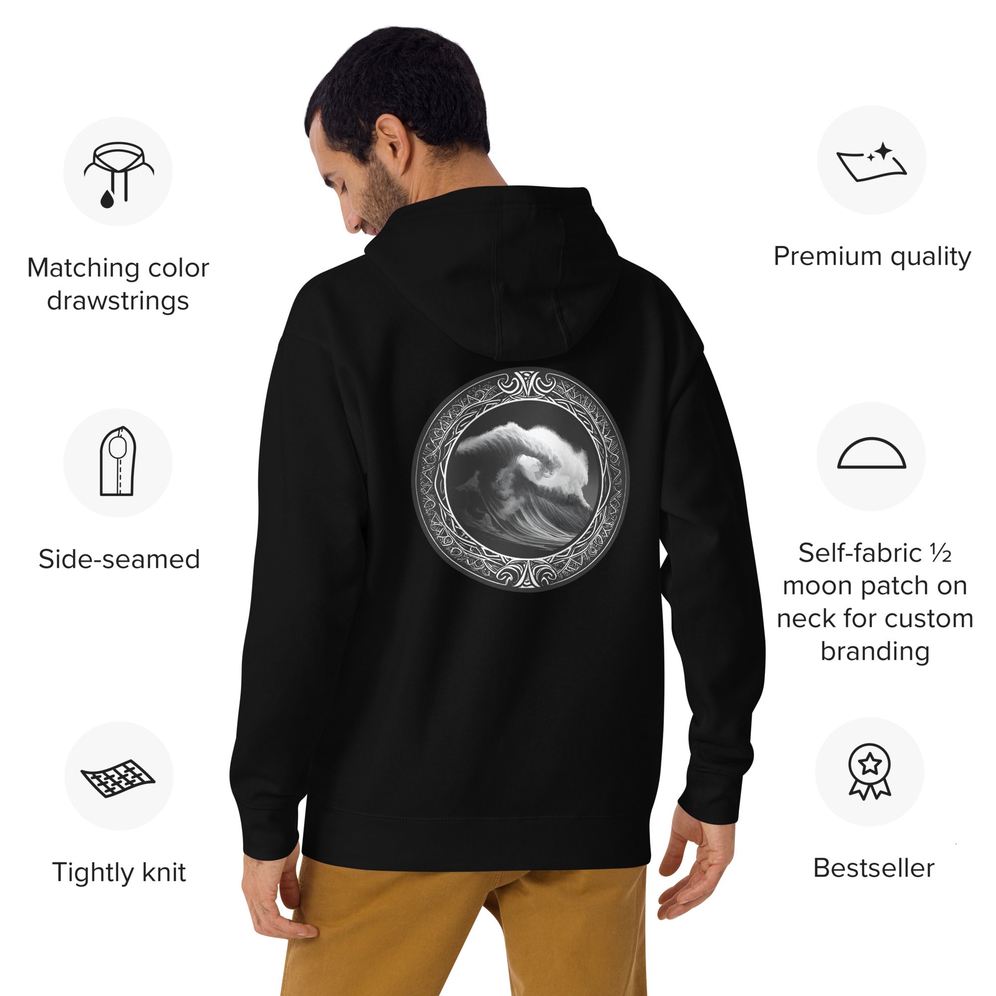 Hoodie - Surf Collection - Giant Wave in Circle