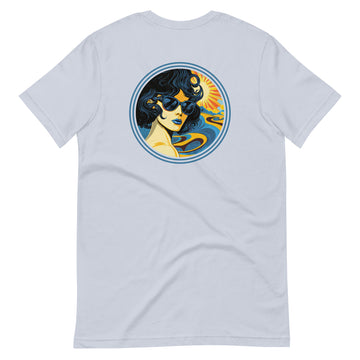 100% Cotton T-shirt - Pop Art Power - Woman with Blue Sunglasses