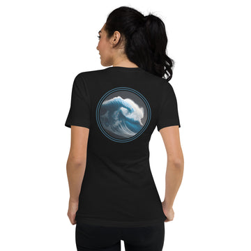 Short Sleeve V-Neck T-Shirt - Large Blue Wave - Woman