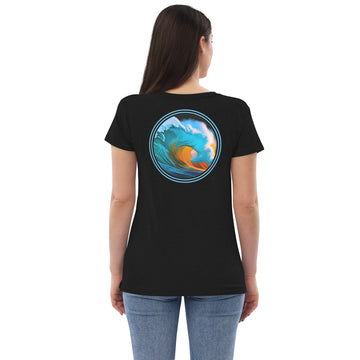 Women’s recycled v-neck t-shirt - Wave - Surf Collection